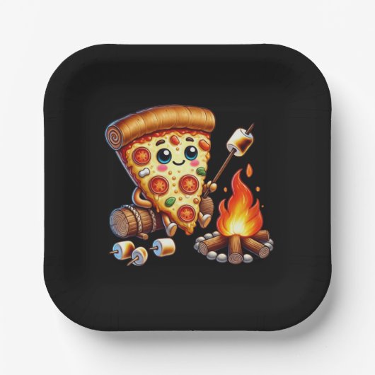 Niedliches Pizza-Party Pappteller (Vorderseite)