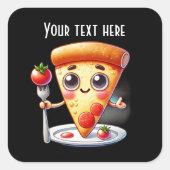 Niedliches Pizza-Party Quadratischer Aufkleber (Vorderseite)