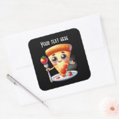 Niedliches Pizza-Party Quadratischer Aufkleber (Umschlag)