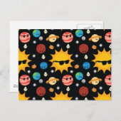 Niedliches Planeten-Raummuster Postkarte (Vorne/Hinten)