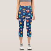Niedliches Planetenmuster Capri Leggings (Vorderseite)