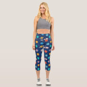 Niedliches Planetenmuster Capri Leggings (Vorderseite)