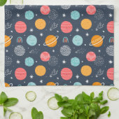 Niedliches Planetenmuster Geschirrtuch (Gefaltet)