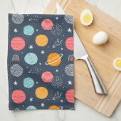 Niedliches Planetenmuster Geschirrtuch (Viertel Falte)