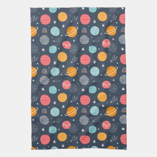 Niedliches Planetenmuster Geschirrtuch (Vertikal)