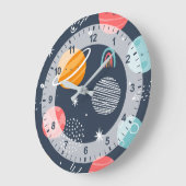 Niedliches Planetenmuster Große Wanduhr (Winkel)