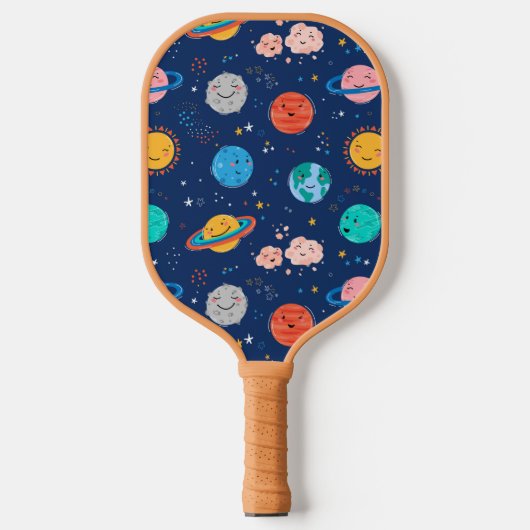 Niedliches Planetenmuster Pickleball Schläger (Vorderseite)