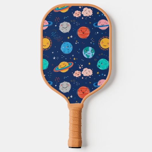 Niedliches Planetenmuster Pickleball Schläger (Rückseite)