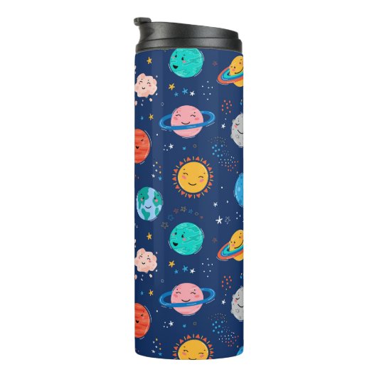 Niedliches Planetenmuster Thermosbecher (Nach rechts gedreht)