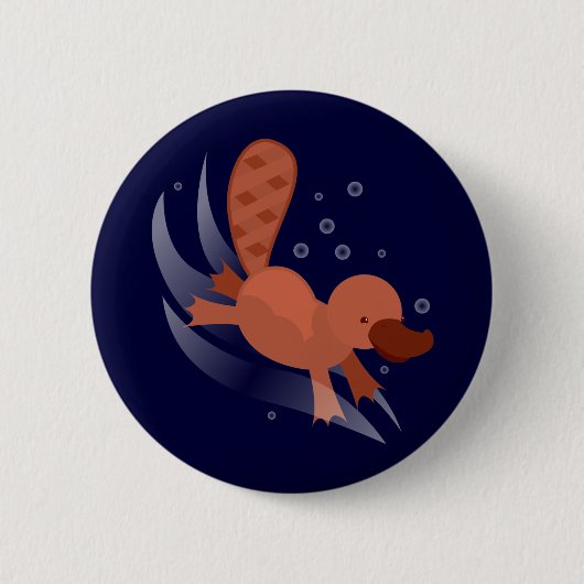 niedliches Platypus Tauchen Button (Vorderseite)