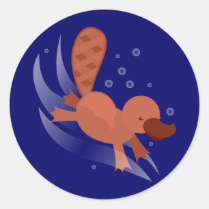 niedliches Platypus Tauchen Runder Aufkleber