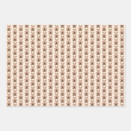Niedliches Plüschtier Geschenkpapier Set (Vorderseite)