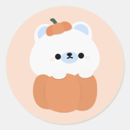 Niedliches Polar-Bären Halloween Runder Aufkleber