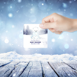 Niedliches Polar Bear Baby Dusche Gastgeschenk Quadratischer Aufkleber