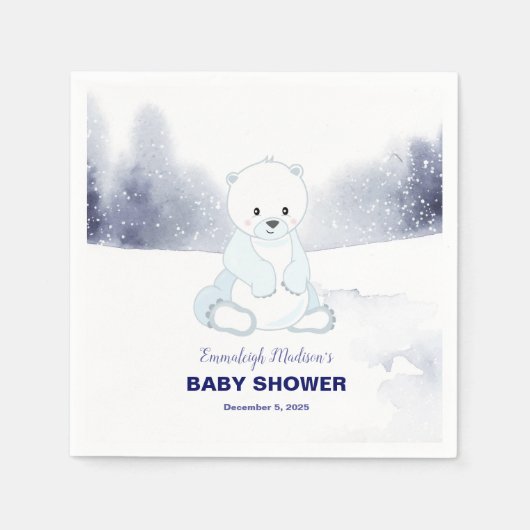Niedliches Polar Bear Baby Dusche Party Serviette (Vorderseite)