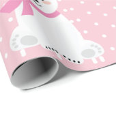 Niedliches Polar Bear Baby Girl Pink Geschenkpapier (Rolleneckpunkt)