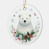 Niedliches Polar Bear Boy Baby Erste Weihnachtsfei Keramik Ornament (Links)
