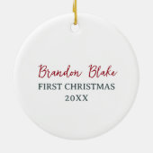 Niedliches Polar Bear Boy Baby Erste Weihnachtsfei Keramik Ornament (Hinten)