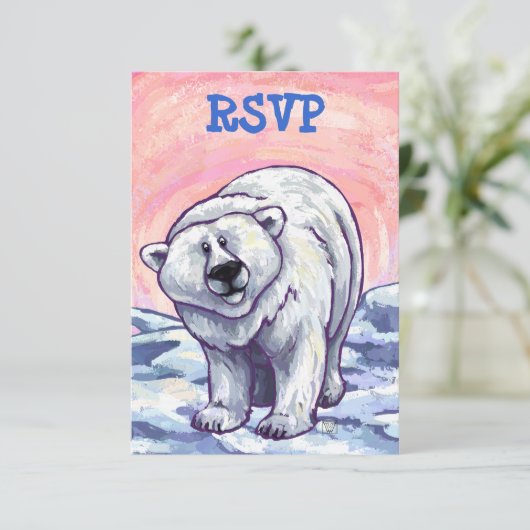 Niedliches Polar Bear Party Center UAWG RSVP Karte (Stehend Vorderseite)