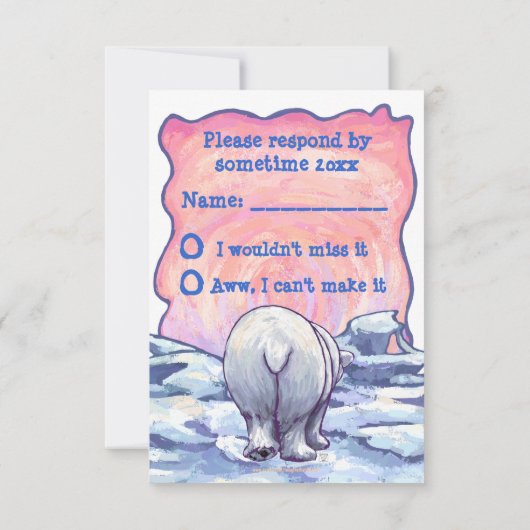 Niedliches Polar Bear Party Center UAWG RSVP Karte (Rückseite)