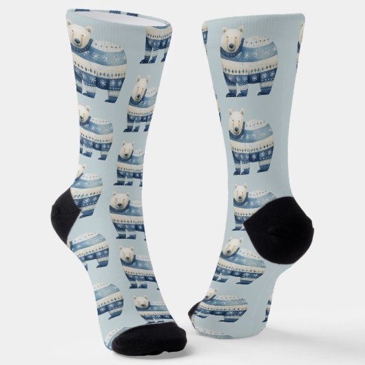 Niedliches Polar-Muster Blau Weiß Socken (Gewinkelt)