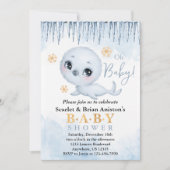 Niedliches Polar Siegel Arctic Baby Dusche Einladung (Vorderseite)