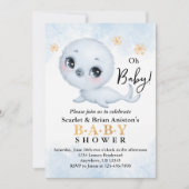 Niedliches Polar Siegel Arctic Baby Dusche Einladung (Vorderseite)