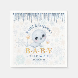 Niedliches Polar Siegel Arctic Baby Dusche Serviette