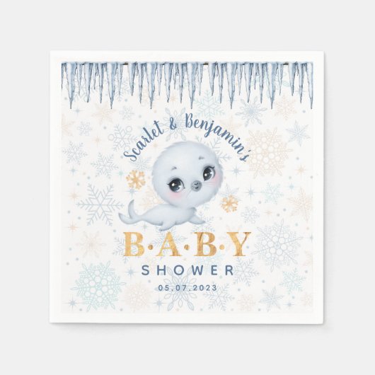 Niedliches Polar Siegel Arctic Baby Dusche Serviette (Vorderseite)