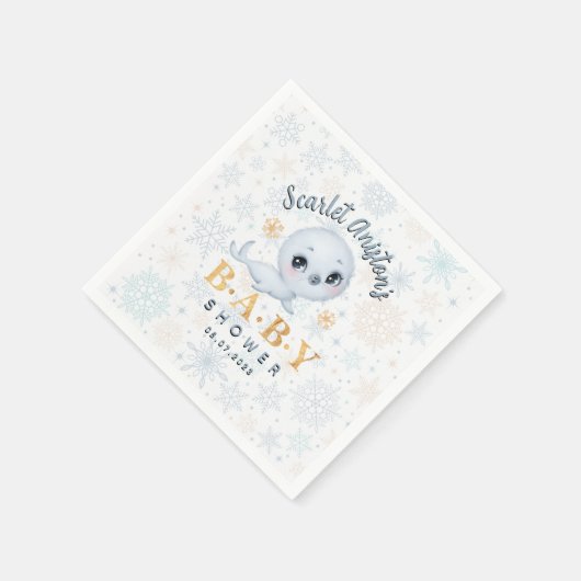 Niedliches Polar Siegel Arctic Baby Dusche Serviette (Ecke)