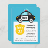 Niedliches Polizei-Auto-Kindergeburtstag-Party Einladung (Vorne/Hinten)