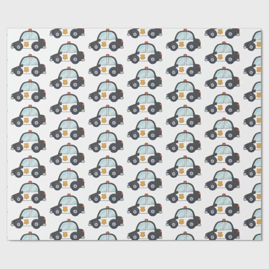 Niedliches Polizei-Auto-Muster Geschenkpapier (Flach)
