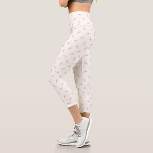 Niedliches Polka Dot Blume Muster Capri Leggings