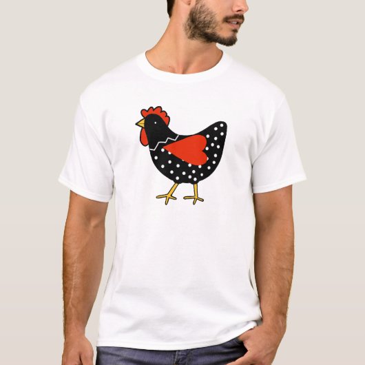 Niedliches Polka-Punkt-Huhn T-Shirt (Vorderseite)
