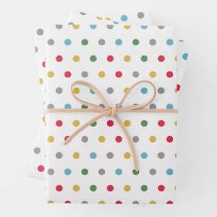 Niedliches Polka-Punktmuster Geschenkpapier Set