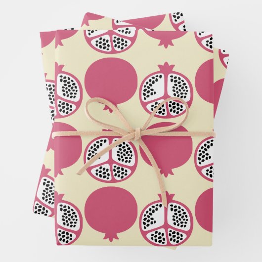 Niedliches Pomegranat-Abpackpapier Geschenkpapier Set (Beispiel)