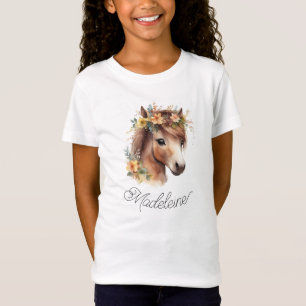 Niedliches Pony Custom Script Name Pferd Reittier T-Shirt