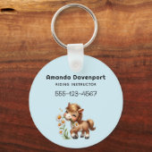 Niedliches Pony Eating Daisies Business Schlüsselanhänger (Vorderseite)