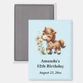 Niedliches Pony Eating Daisies Party Save the Date Magnet (Vorderseite/Rückseite)