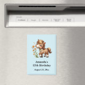 Niedliches Pony Eating Daisies Party Save the Date Magnet (In Situ (Geschirrspüler))