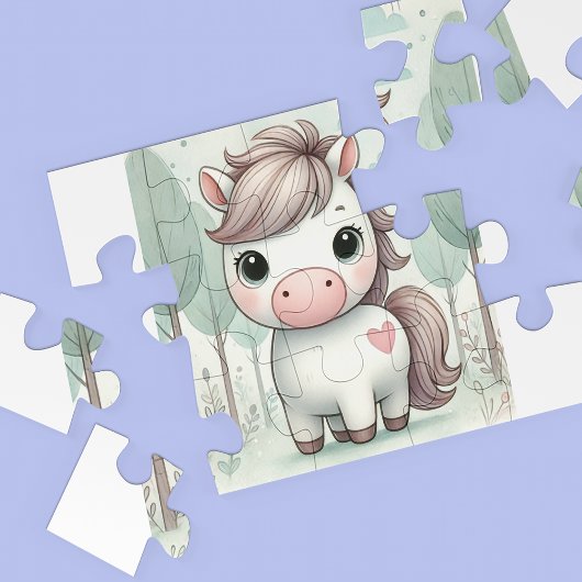 Niedliches Pony in einem Whimsikwald Jigsaw Puzzle