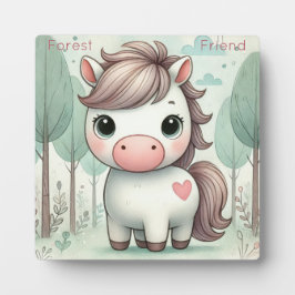 Niedliches Pony in einem Whimsiswald Tabletop Plaq Fotoplatte