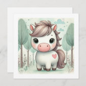 Niedliches Pony in Whimsisical Forest Grußkarte (Vorne/Hinten)