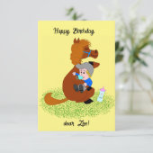 Niedliches Pony mit Baby - Kindergeburtstag Einladung (Stehend Vorderseite)