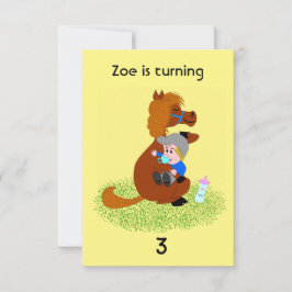 Niedliches Pony mit Baby - Kindergeburtstag Einladung