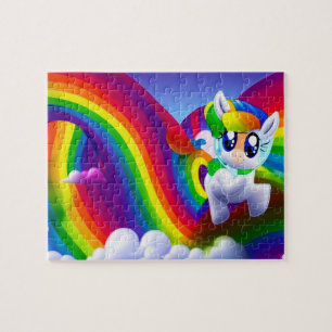 Niedliches Pony mit Regenbogen, Baby Pony Puzzle