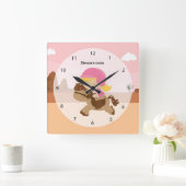 Niedliches Pony Quadratische Wanduhr (Zuhause)