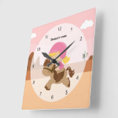Niedliches Pony Quadratische Wanduhr (Winkel)