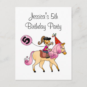 Niedliches Pony und 5. Geburtstagsmädchen-Party Einladung