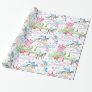Niedliches Pony Unicorns-Muster für Aquarellpapier Geschenkpapier